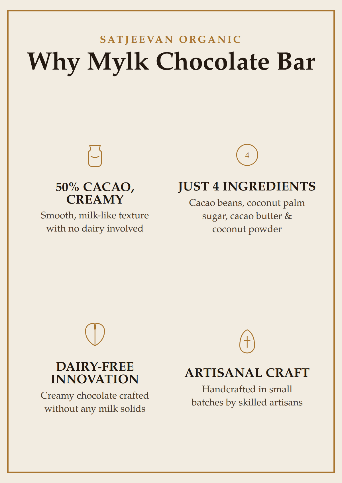 Organic Milk Chocolate Bar 50% Cacao 70g