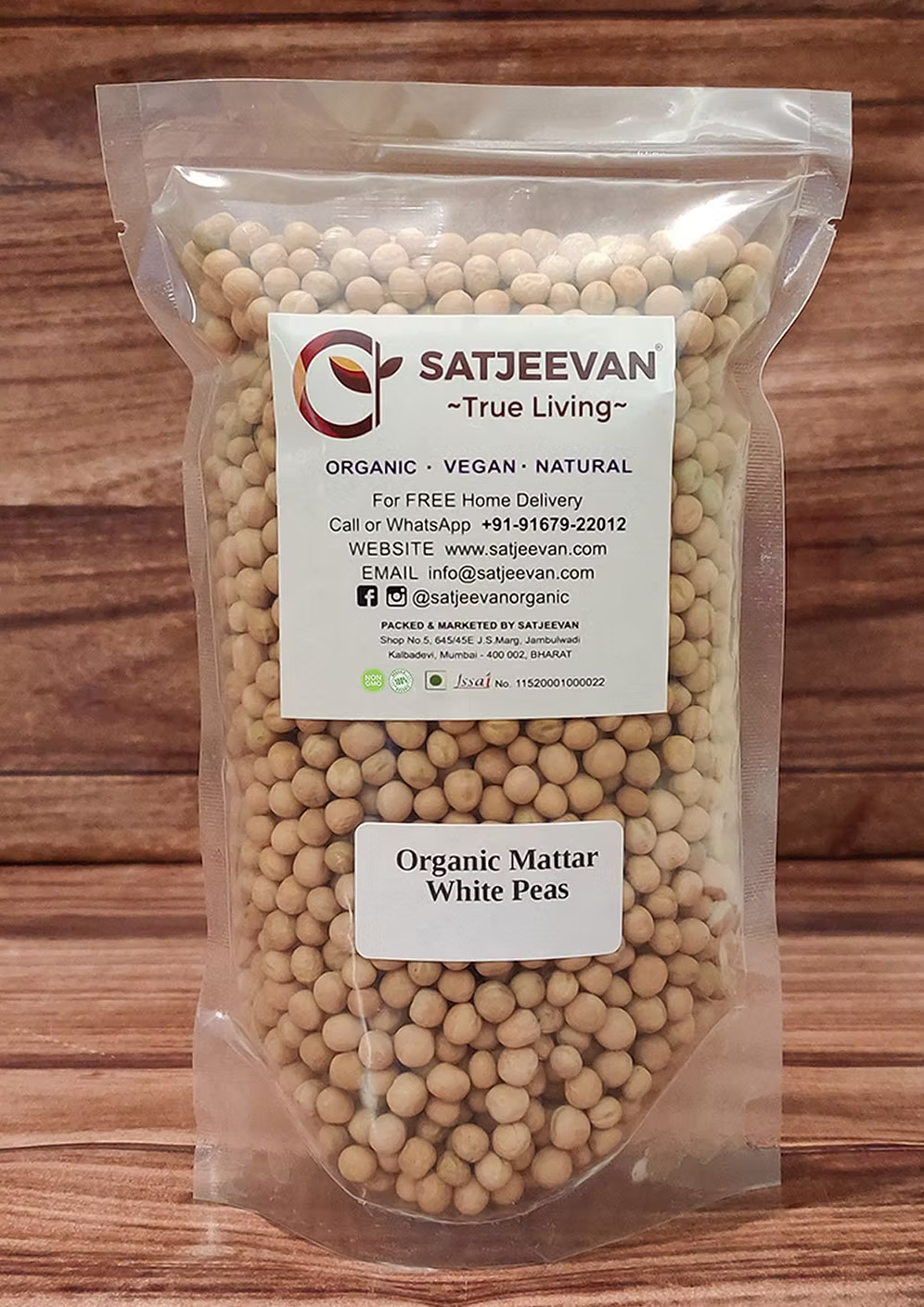 Organic Mattar White Peas 500g