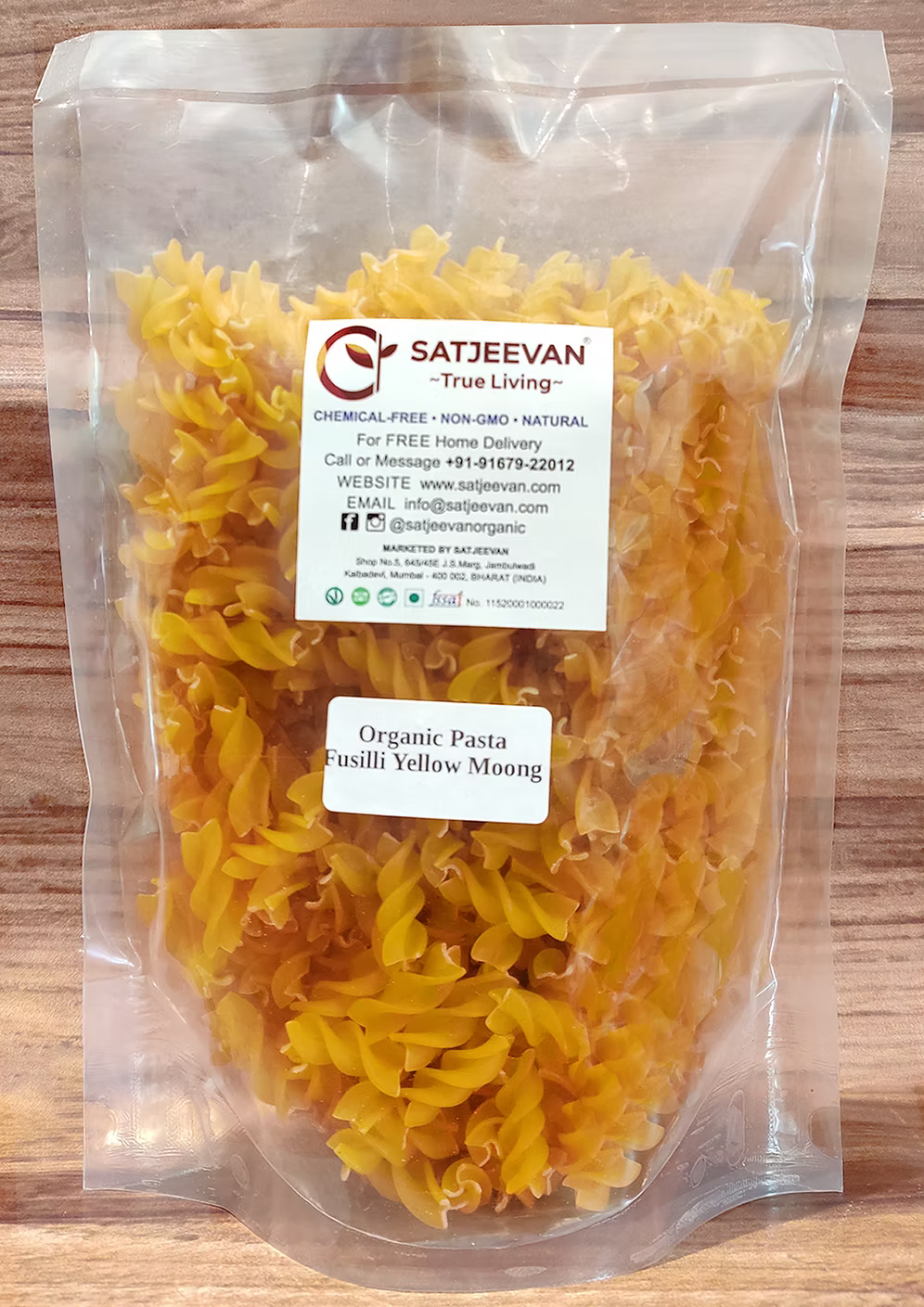 Organic Pasta Fusilli Yellow Moong (GF) 500g