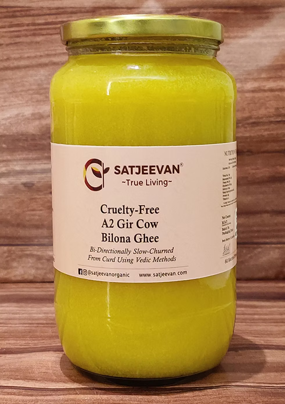 Satjeevan Organic Vedic Gir Cow Bilona Ghee 1000ml