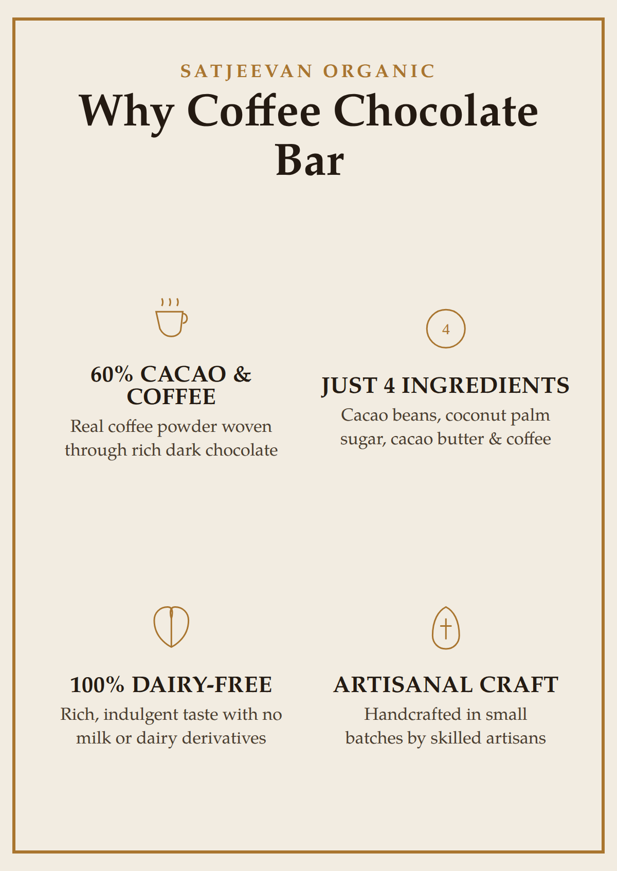 Organic Coffee Chocolate Bar 60% Cacao 70g