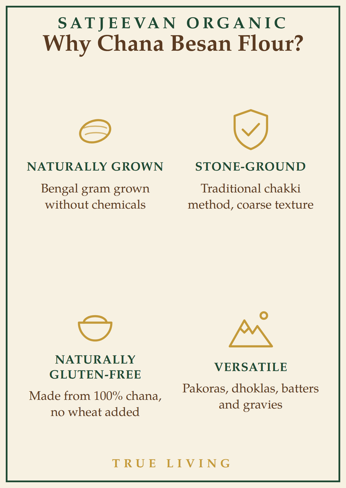 Organic Stone-Ground Chana Besan Flour 500g