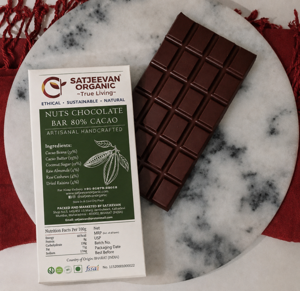 Organic Nuts Chocolate Bar 80% Cacao 70g