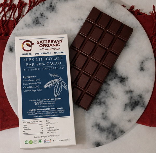 Organic Nibs Chocolate Bar 90% Cacao 70g