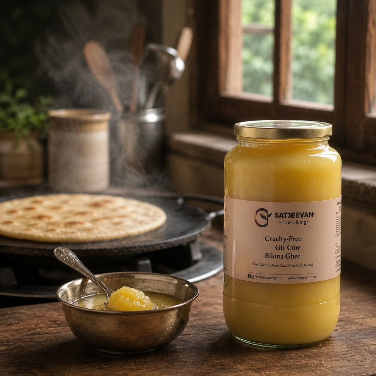 Satjeevan Organic Vedic Gir Cow Bilona Ghee 1000ml
