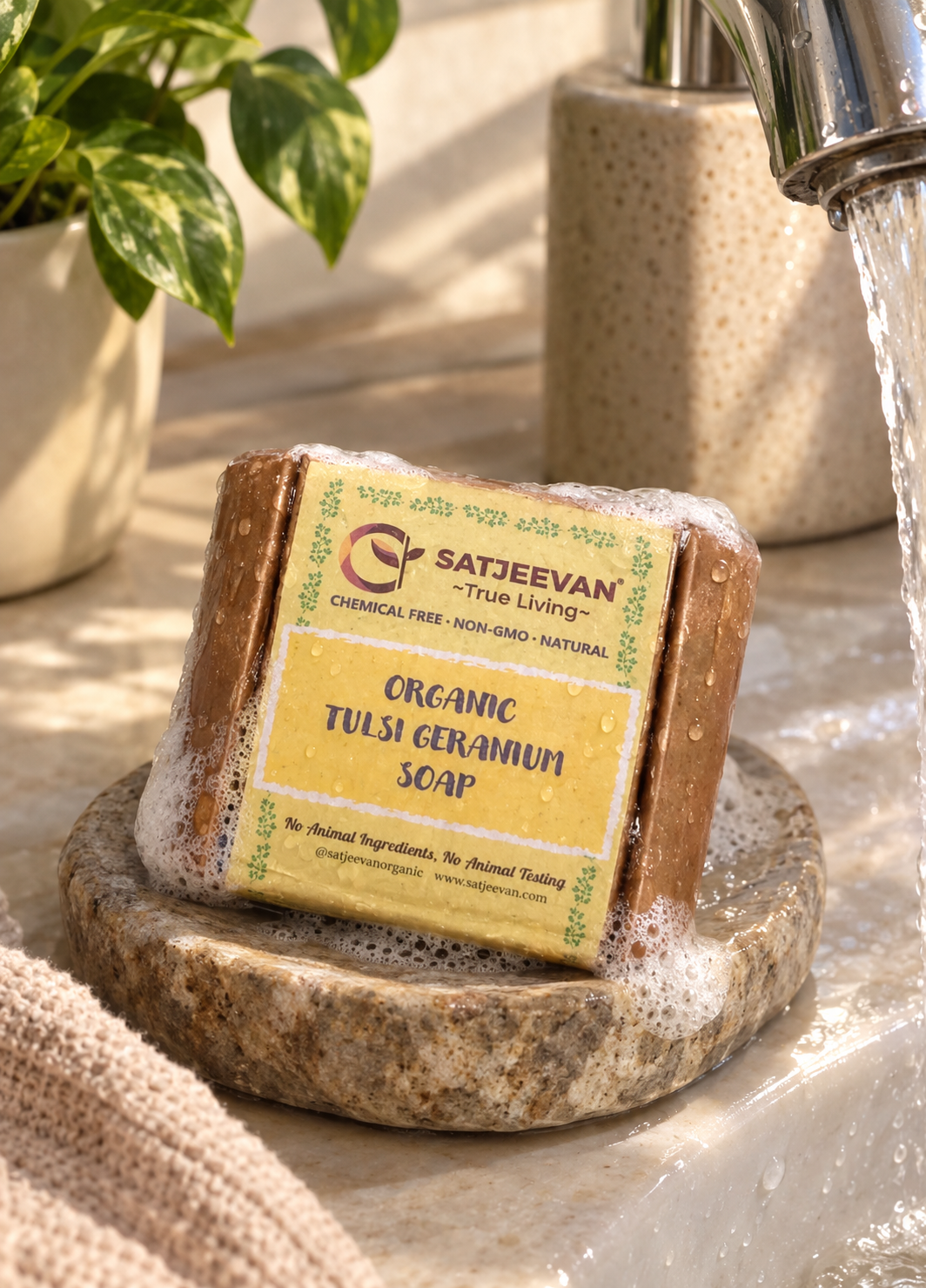 Organic Tulsi Geranium Soap 100g