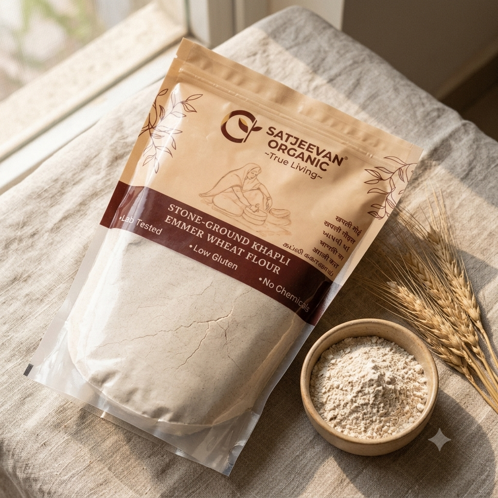 Organic Stone-Ground Khapli Emmer Wheat Flour 1000g