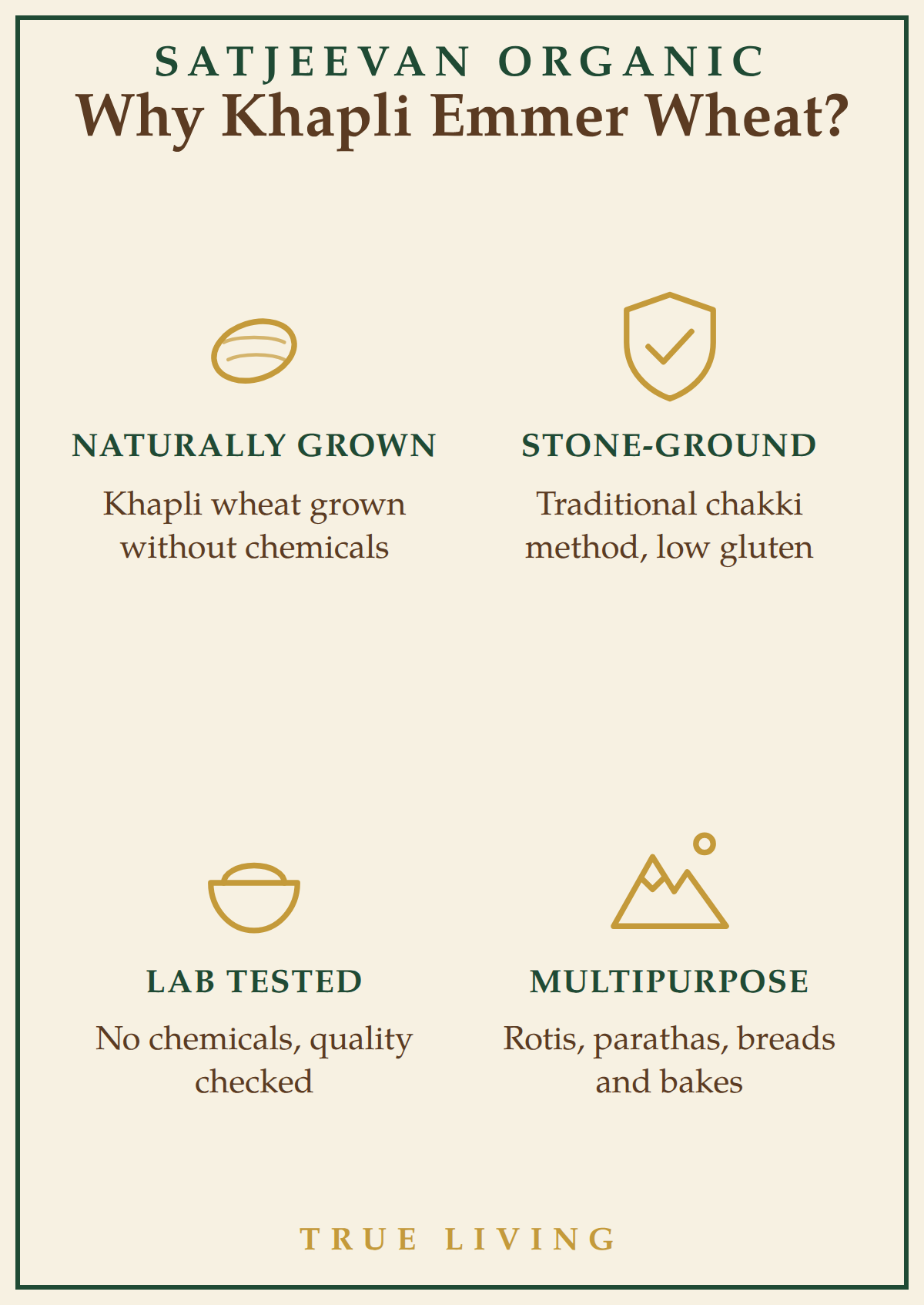 Organic Stone-Ground Khapli Emmer Wheat Flour 1000g