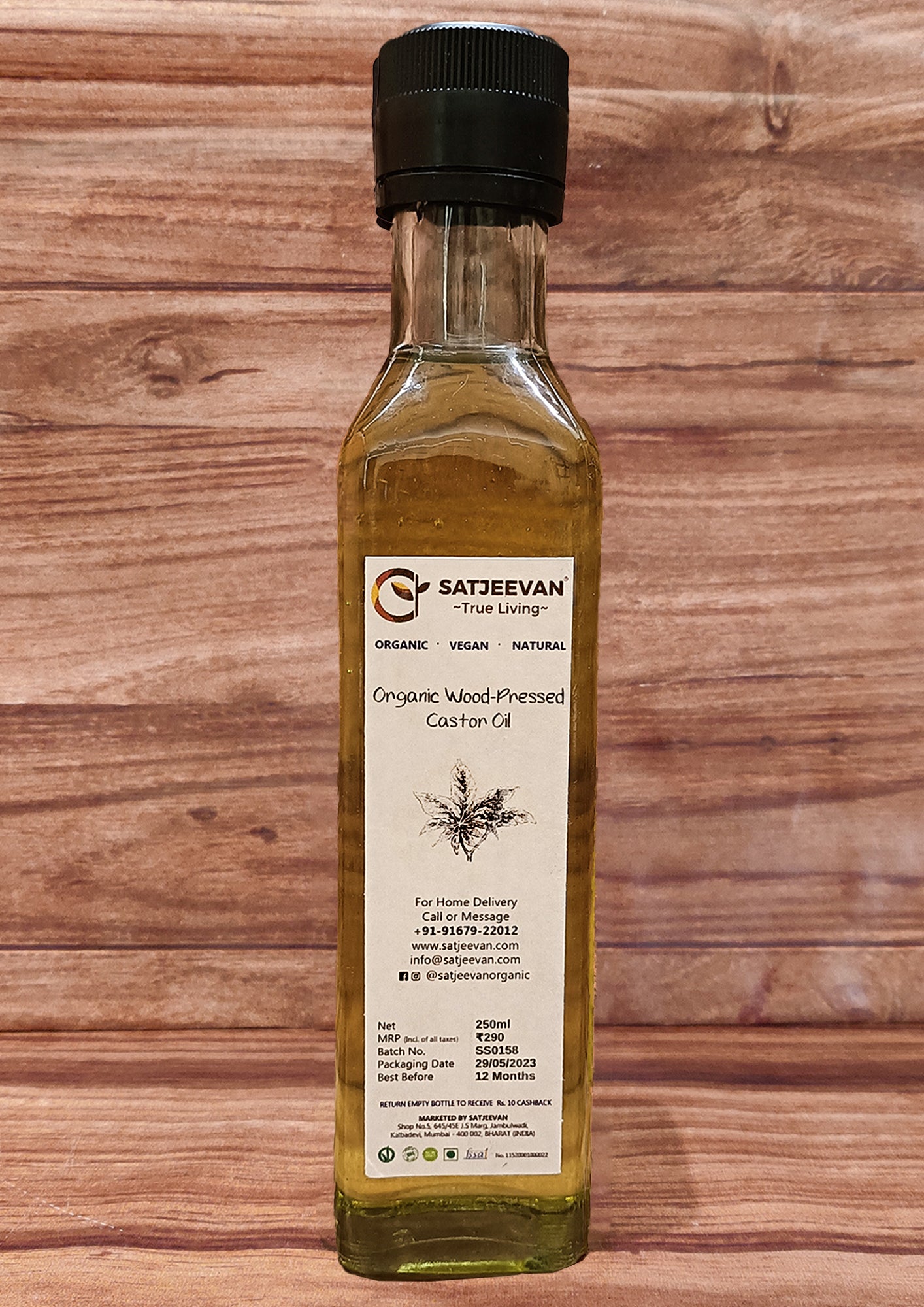 Organic Wood-Pressed Castor Oil 250ml