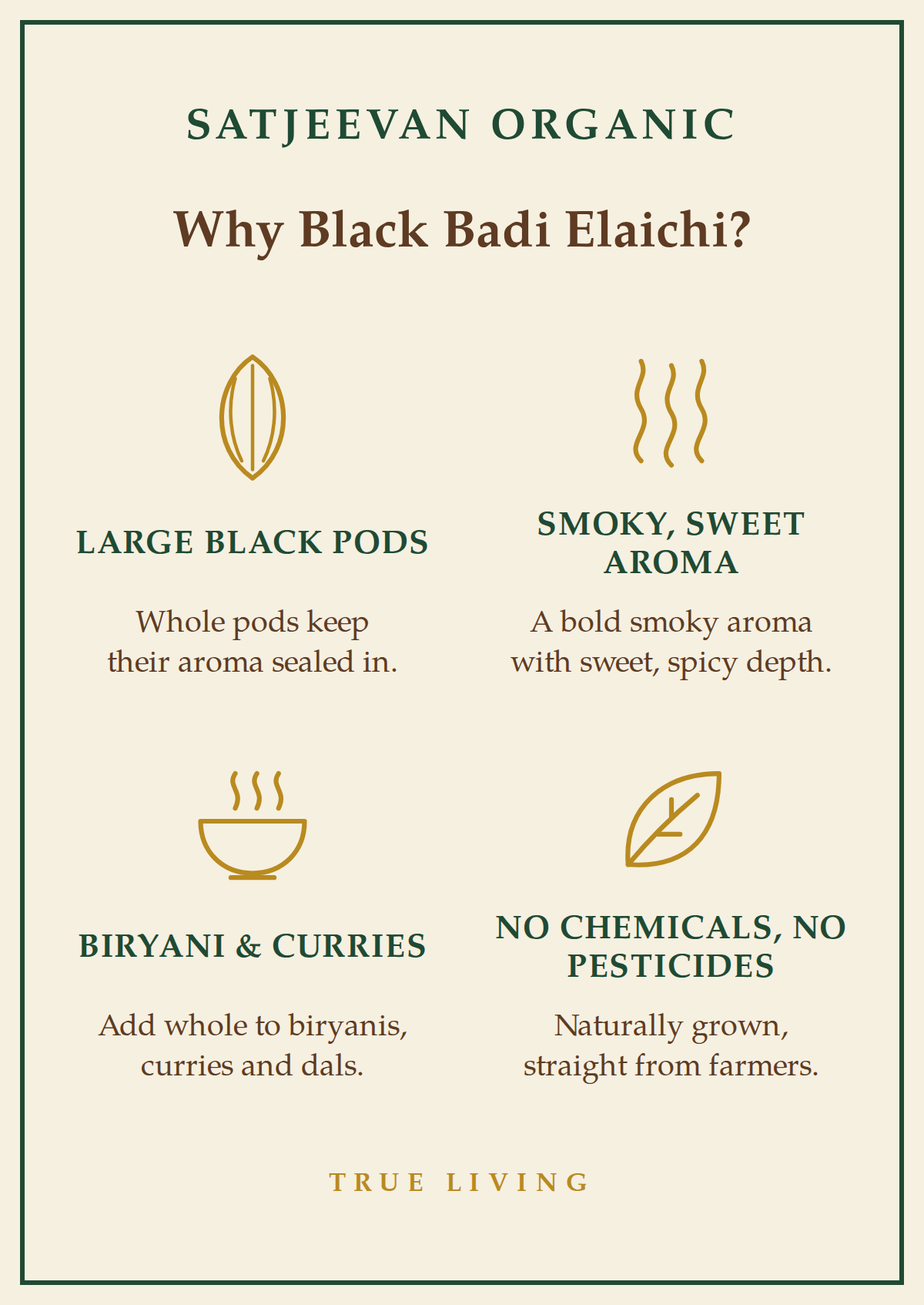 Organic Black Badi Elaichi Cardamom 100g