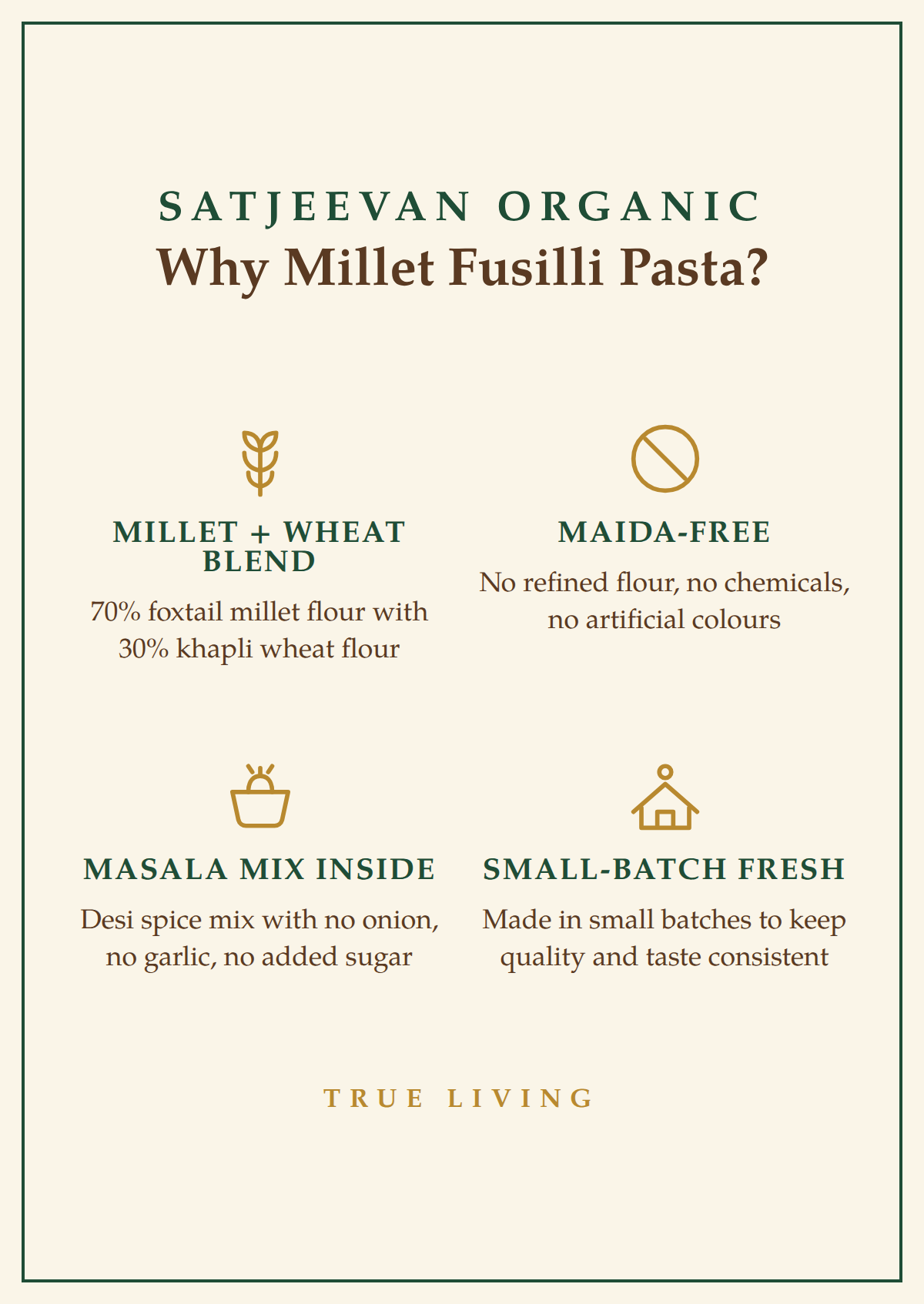 Organic Pasta Fusilli Foxtail Millet (30%KW) 200g