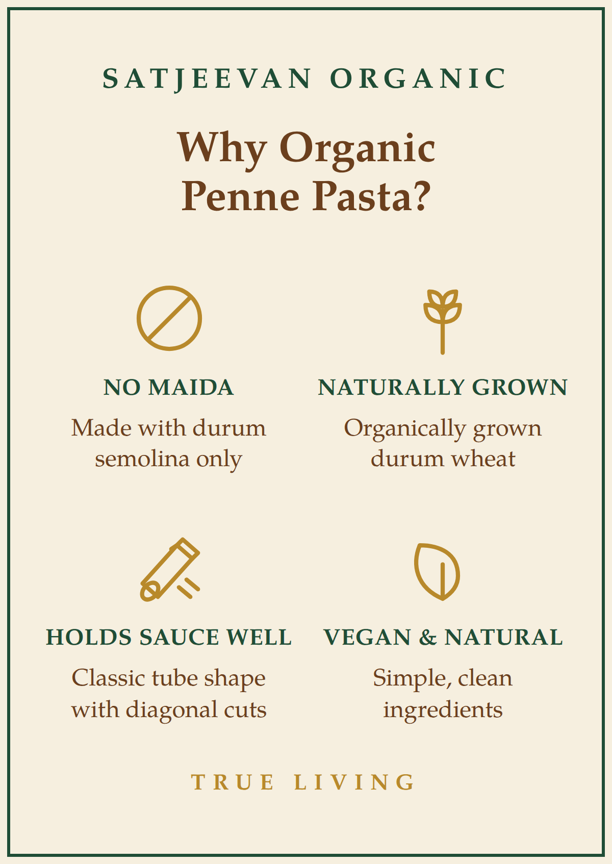 Organic Pasta Penne Durum Semolina 500g