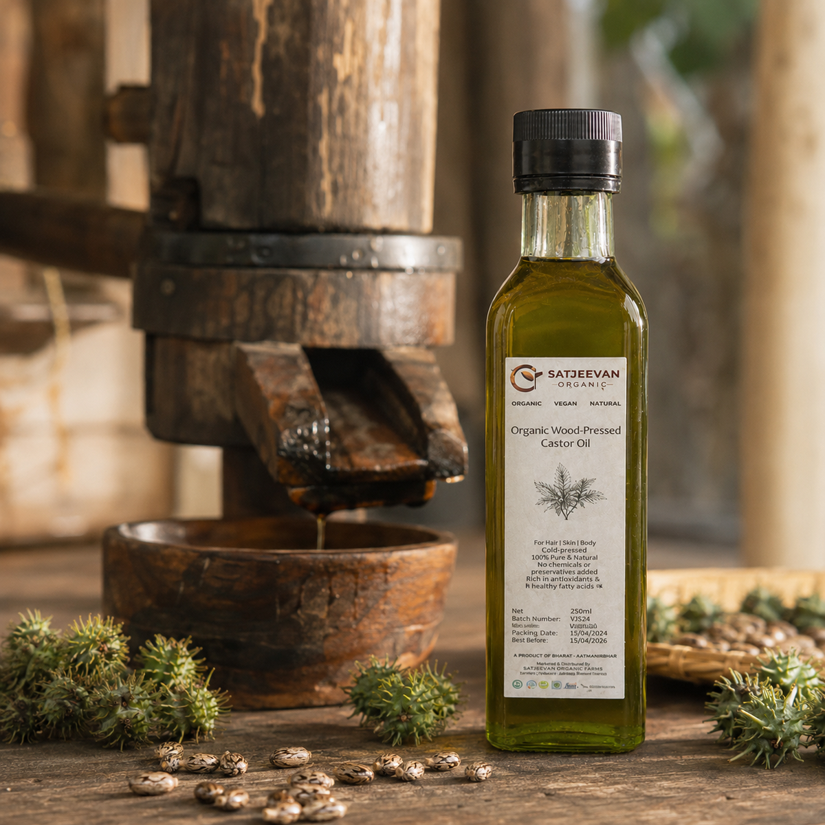 Organic Wood-Pressed Castor Oil 250ml