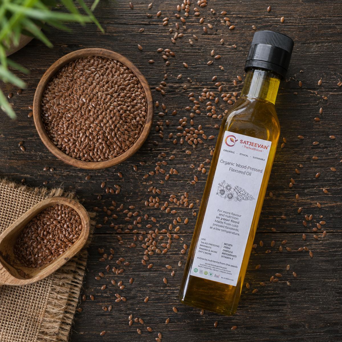 Organic Wood-Pressed Flaxseed Oil 250ml