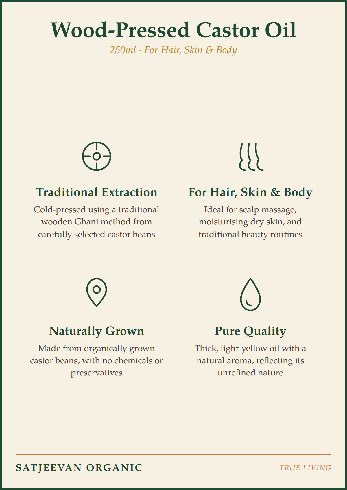 Organic Wood-Pressed Castor Oil 250ml