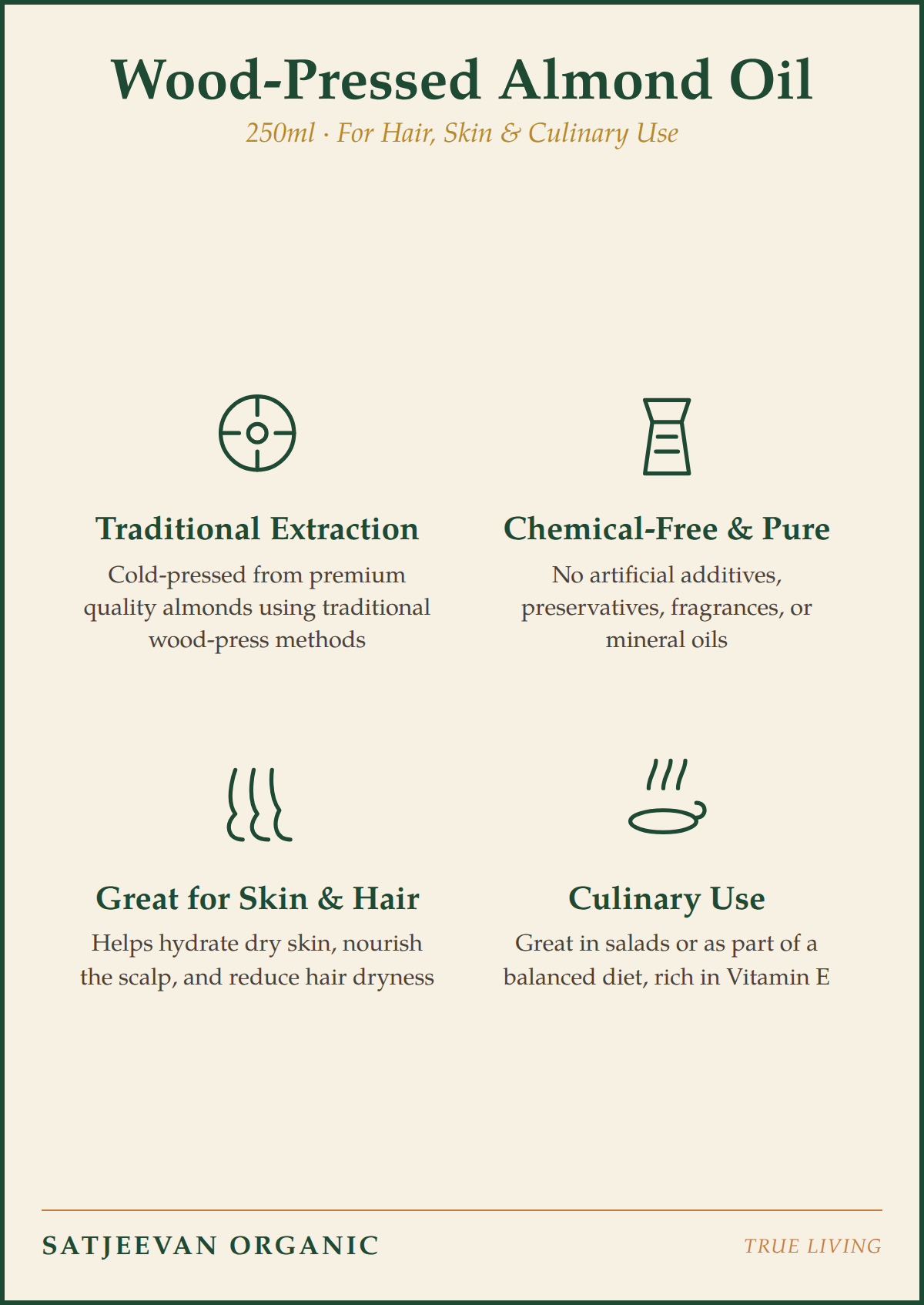 Organic Wood-Pressed Almond Oil 250ml